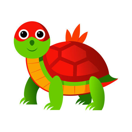 Elegant Vector Artwork of Red-Crowned Roofed Turtleのイラスト素材