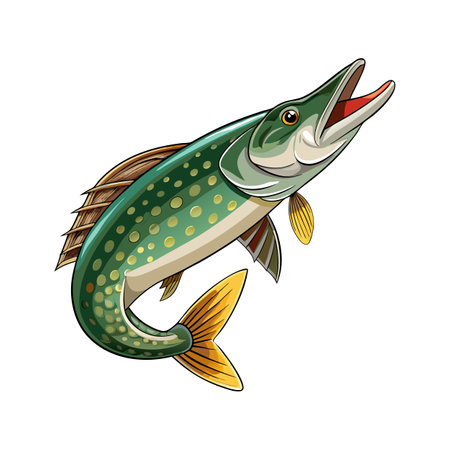 Charming Vector Design of Northern Pikeのイラスト素材