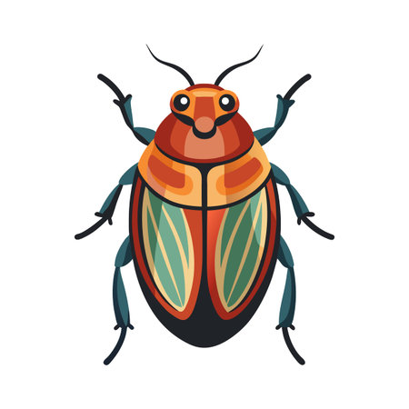 Colorful June Bug on Green Background