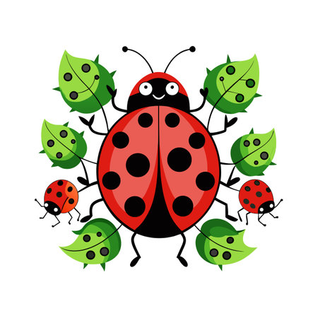Colorful Ladybugs in Natureのイラスト素材