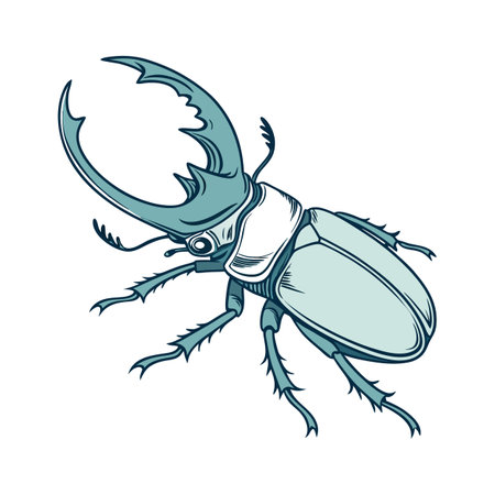 Coprophanaeus Lancifer Beetle Design on Whiteのイラスト素材