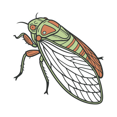 Dramatic View of Leafhopper on White Backgroundのイラスト素材