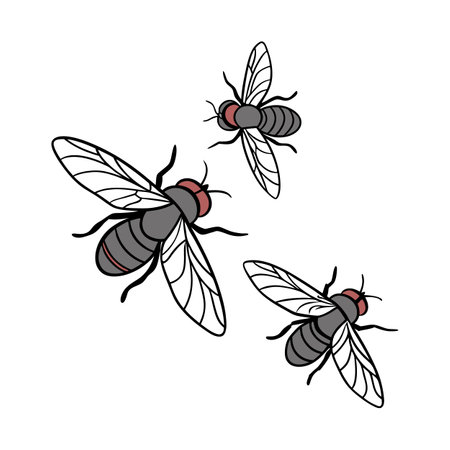 Dramatic Capture of Sand Flies on Whiteのイラスト素材