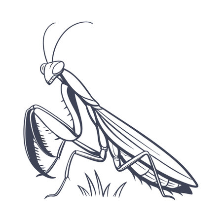 Sphodromantis Lineola Featured on Bright White Surfaceのイラスト素材