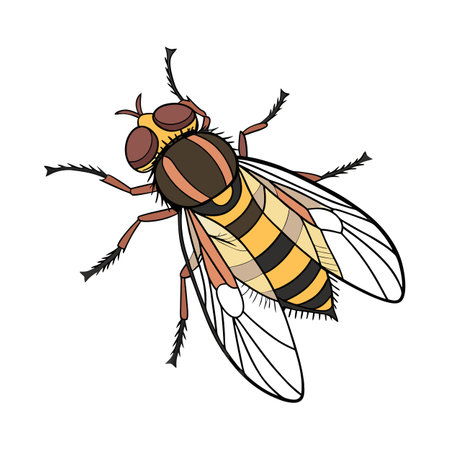 Dramatic Capture of Volucella Pellucens on Whiteのイラスト素材