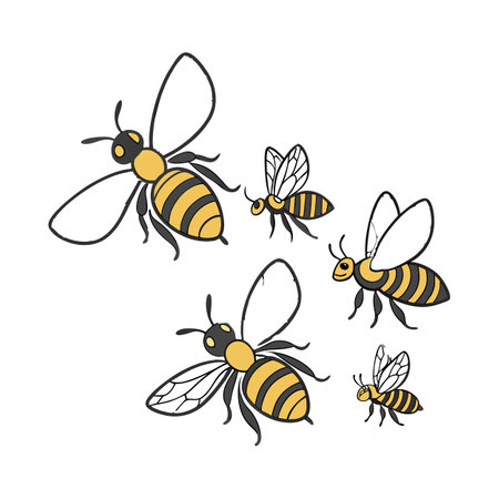 Beautiful Bees Design on White Backgroundのイラスト素材