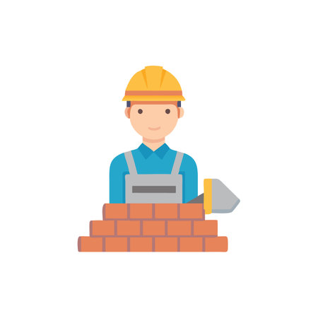 Expert Brick Masonry Skills for Buildingのイラスト素材