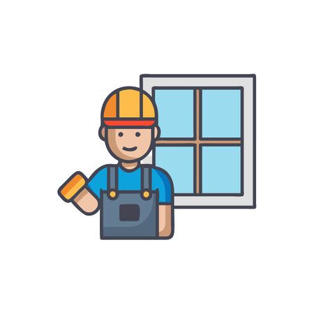 Professional Window Installer Icon Conceptのイラスト素材
