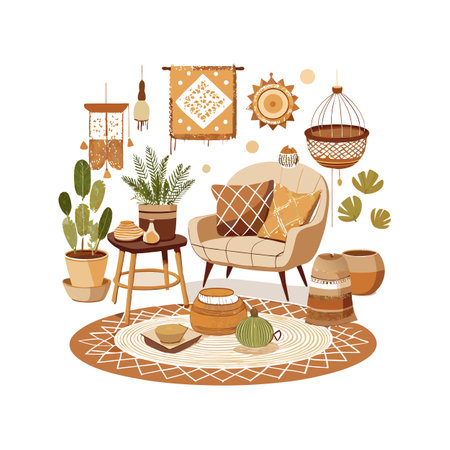 Diverse Icons for Bohemian Chic Styleのイラスト素材
