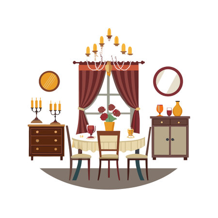 Stylish Icons for Long Dining Room Setupのイラスト素材
