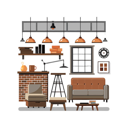 Elegant Icons for Industrial Style Structuresのイラスト素材