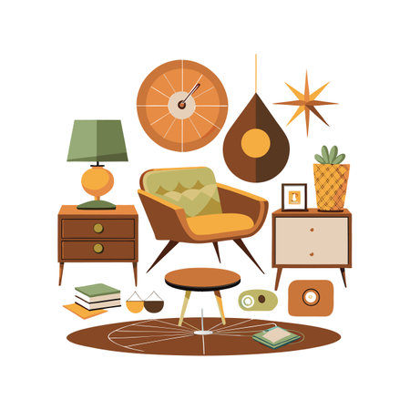 Stylish Icons for Mid-Century Modern Designのイラスト素材