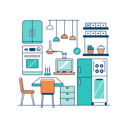 Stylish Refrigerator Icons for Kitchen Designsのイラスト素材