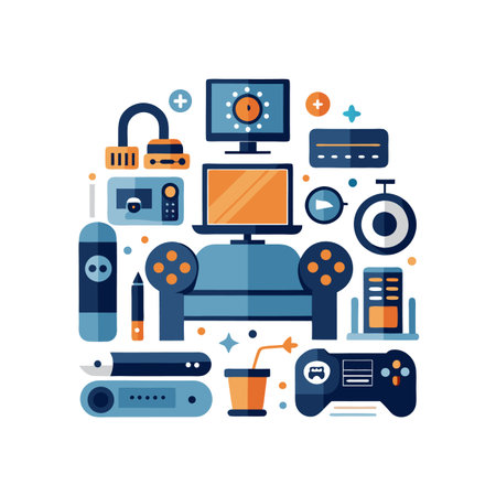 Stylish Icons for Home Television Areasのイラスト素材