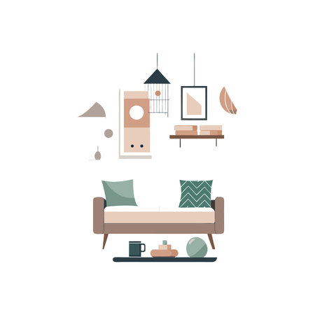 Elegant Minimalist Icons for Interior Elementsのイラスト素材