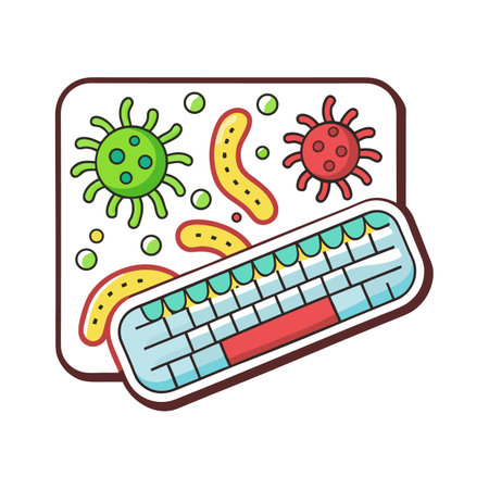 Illustration of Bacteria on Uncleaned Office Keyboardsのイラスト素材