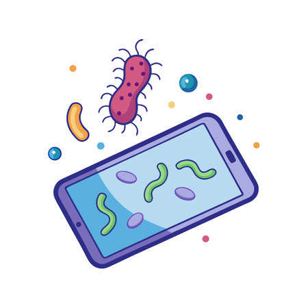 Bacteria Growing on Touchscreen Devices Illustratedのイラスト素材