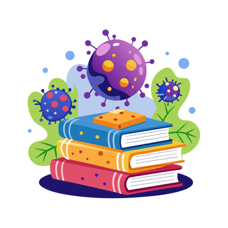 Understanding Bacteria on Library Booksのイラスト素材