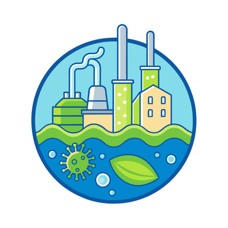 Bacteria Found in Polluted Industrial Wastewater Systemsのイラスト素材