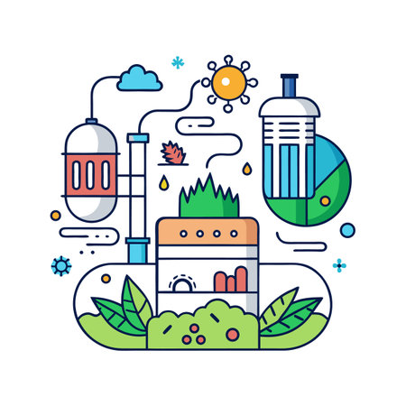 Ecology concept. Vector illustration in flat linear style. Sustainable lifestyle.のイラスト素材