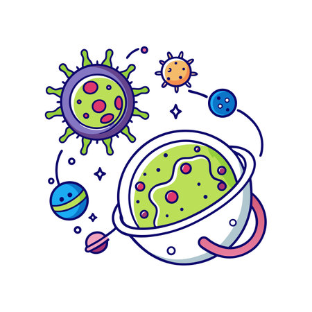 Bacteria in Space: Thriving in Zero Gravityのイラスト素材