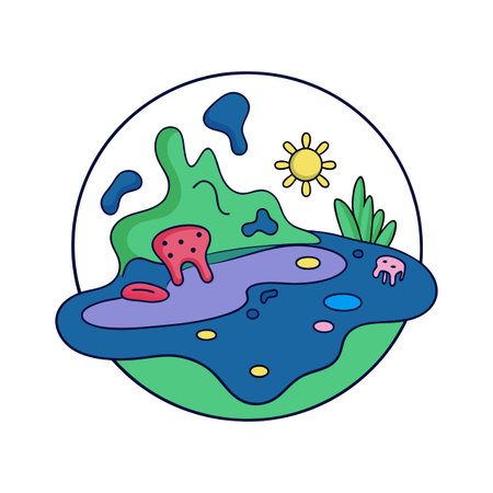 Bacteria Found in Polluted River Waterのイラスト素材