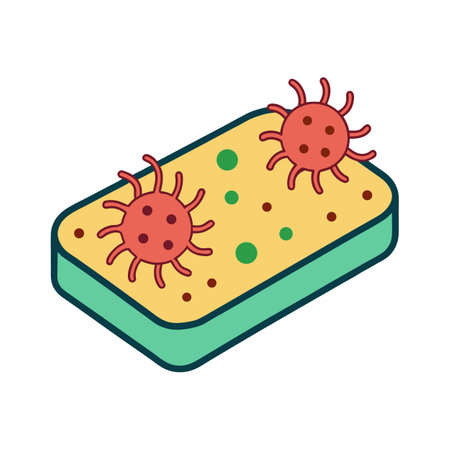 Bacteria on Kitchen Sponge and Health Risksのイラスト素材