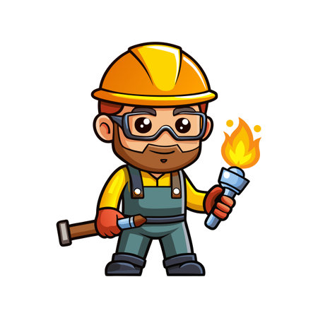Worker Holding Torch for Welding Tasksのイラスト素材