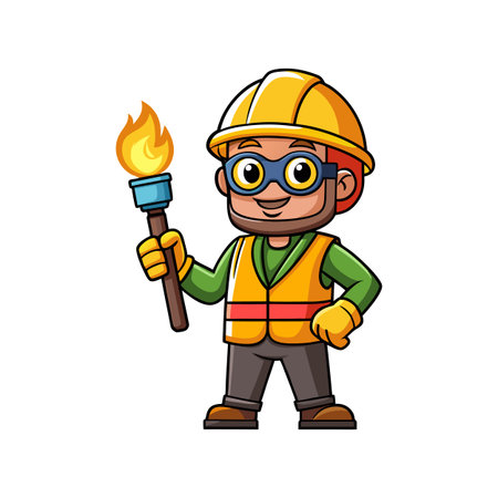 Employee Actively Using Welding Torch for Tasksのイラスト素材