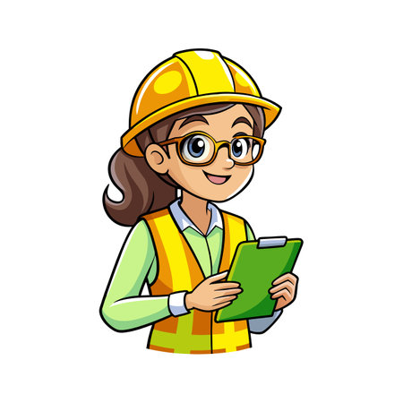 Hardworking Female Worker Ensuring Safetyのイラスト素材