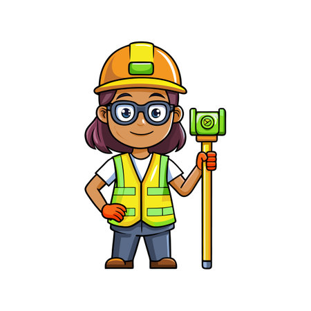 Employee Actively Using Leveling Staffのイラスト素材