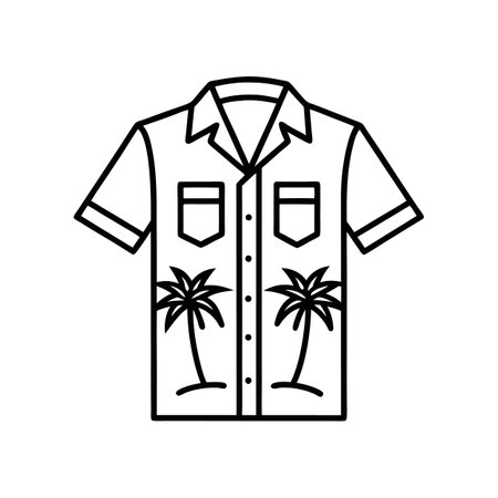 Trendy Resort Wear Beach Shirt Bold Outlineのイラスト素材