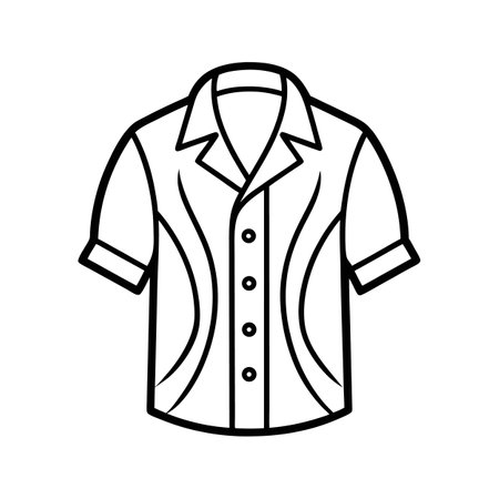 Stylish Bold Outline of Satin Party Shirtのイラスト素材