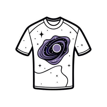 Innovative Bold Outline of Space Nebula Print Shirtのイラスト素材