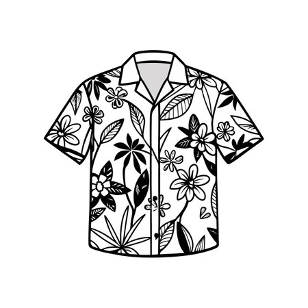 Stylish Summer Floral Print Shirt Bold Outline Designのイラスト素材