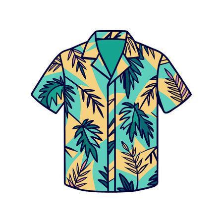 Creative Tropical Palm Print Shirt Outline Designのイラスト素材