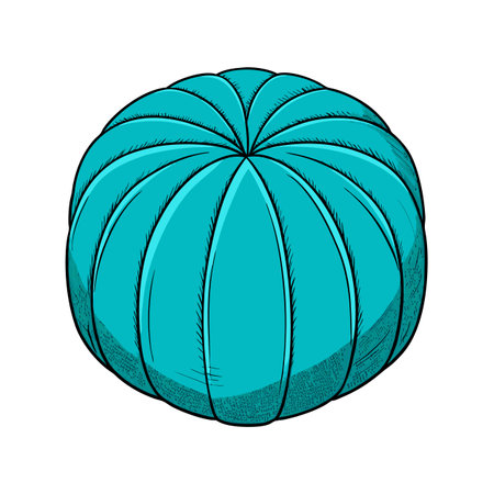 Vibrant aqua blue pumpkin illustration isolated on whiteのイラスト素材