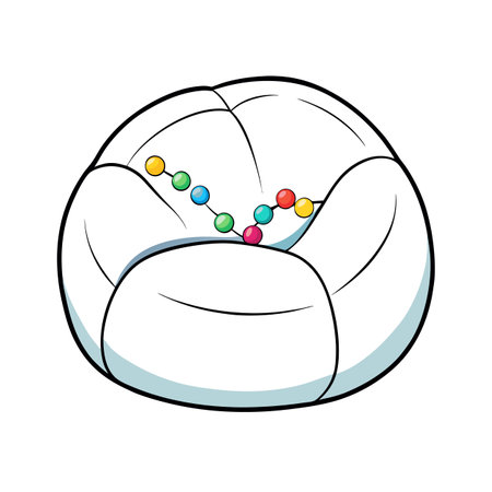 Cartoon beanbag chair with colorful bead chain illustrationのイラスト素材