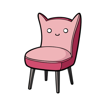 Cute cartoon pink chair with cat ears designのイラスト素材