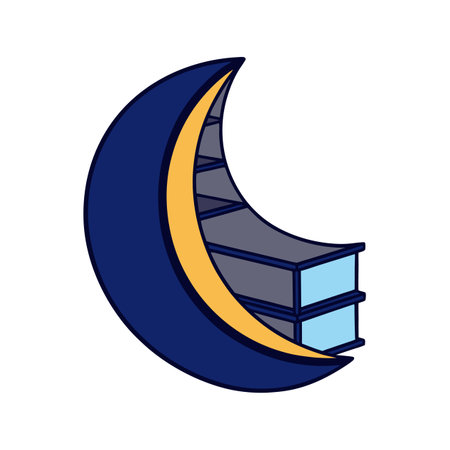 Abstract Moon Building Concept Icon Illustration Isolated Designのイラスト素材