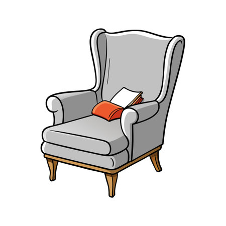 Cozy Armchair with Book, Relaxing Reading Cornerのイラスト素材