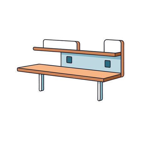 Cute cartoon desk with a shelf illustrationのイラスト素材