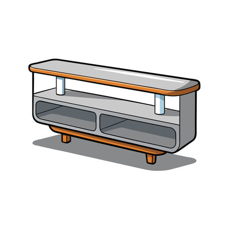 Modern Two-Shelf TV Stand, Cartoon Illustrationのイラスト素材