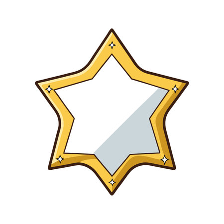 Gold Star Cartoon Frame with Sparkles and Shadowのイラスト素材