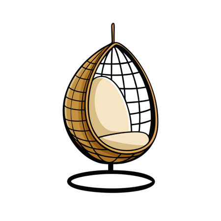 Cartoon illustration of a modern hanging wicker chairのイラスト素材