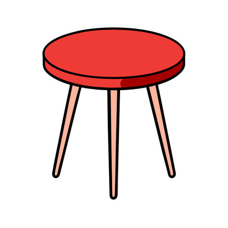 Cute red round table cartoon illustration image assetのイラスト素材