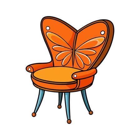 Orange butterfly chair illustration, interior furniture design elementのイラスト素材