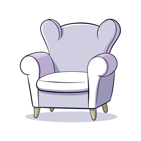 Cartoon lavender armchair, wingback chair, home decor, furnitureのイラスト素材