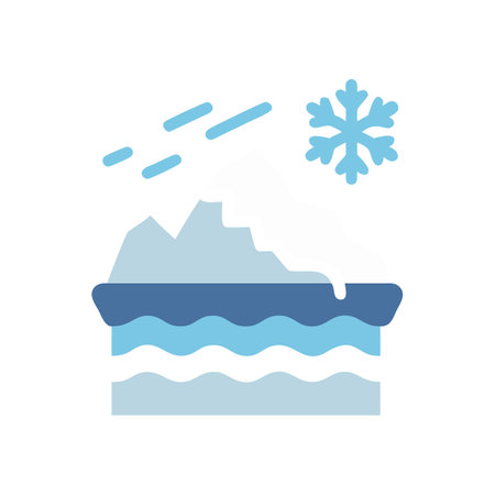 Winter Mountain and Sea Illustration with Snowflake Designのイラスト素材