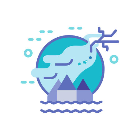 Abstract illustration of a flooded town around globeのイラスト素材